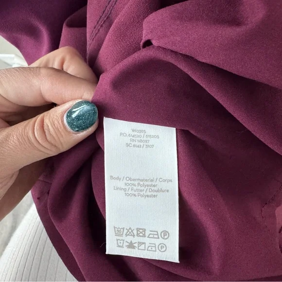 Boden Addie Dress In Merlot Tie Waist 3/4 Sleeve Burgundy Midi Size 8 8R - Picture 14 of 15